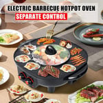PEALOV Hot Pot Cooker Electric Grill, 2 In 1 Hot Pot And Grill, Multifunctional Bbq Hot Pot, Tabletop Grill And Fondue Korean Barbecue Hot Pot Double Pot, Integrated Cooker Pot Electric Baking Tray