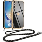 Vauki Coque pour Samsung Galaxy A34 5G avec Cordon, Silicone Motif Coeur d'amour Mignon Étui Bumper Protection de Collier Lanyard avec Chaîne Case pour Samsung A34 5G