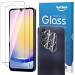 Natbok 2+2 Pack Tempered Glass for Samsung Galaxy A25 5G Screen Protector & Camera Lens Protector,9H Hardness,Ultra Resistant,Anti-Fingerprints,No Bubbles,HD-Clear Phone Film for Samsung A25 5G