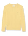 GANT Women's Stretch Cotton Cable C-Neck Pullover Sweater, Dusty Yellow, M