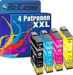 4 Cartouches d'encre XL avec puce et indicateur de te1291 te1294 pour Epson Stylus Office BX 305 FW Plus, SX 445 W, SX 425 W, BX 305 FW, BX 305 F, SX 230, SX 535 WD, SX 525 WD, SX 620 FW