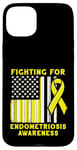 Coque pour iPhone 15 Plus Ruban jaune de sensibilisation à l'endométriose drapeau américain guerrier