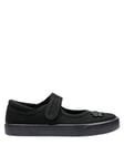 Clarks Kids Hopper Go Canvas Mary Jane Plimsoll - Black, Black, Size 3.5 Older