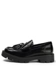 Kickers Youth Kori Tassle Leather Loafer School Shoe, Black, Size 6 Older