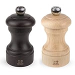 Peugeot - Bistro Manual Salt and Pepper Mill Set - Adjustable Grinders - Beechwood, Chocolate and Natural, 10 cm