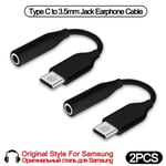 Adaptateur USB Type C vers Jack 3.5,câble audio pour Samsung Galaxy S24 Ultra S23 S21 S22 Tab S9 - Type 2PCS black