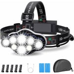 Blue Dream - Lampe Frontale,Torche Frontale 18000 Lumens 8 led 8 Modes d'éclairage, Lampe Frontale led Ultra Puissante Rechargeable usb 90° Réglable