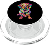 Design pop art coloré d'une race de chien teckel PopSockets PopGrip pour MagSafe