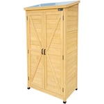 Hugo Armoire de jardin en bois brun Armoire Exterieur, Armoire à outils pour le jardin avec 3 étagères fixes / Meuble Exterieur Rangement pour le