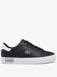 Lacoste Kids Powercourt Lace Up Trainer - Black, Black, Size 2 Older