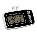 Vicloon Thermomètre de Réfrigérateur Thermomètre numérique, Thermomètre Etanche Pour Congélateur aec Crochet Fonction D'enregistrement Max/Min Écran LCD Facile à Lire Idéal pour Maison (Blanc et Noir）