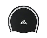 adidas Unisex Adult 3 Stripes Silicone Swim Cap - Black/White, One size