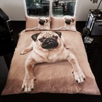 PUG PUPPY KING SIZE DUVET COVER AND PILLOWCASE SET DOG LOVERS BEDDING