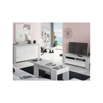 Séjour complet Blanc/Béton ciré clair - ruinui - Table basse : l 100 x l 50 x h 45/56 cm Buffet : l 144 x l 42 x h 80 cm Meuble tv : l 120 x l 42 x h