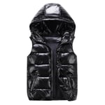 Sliktaa Unisex Shiny Waterproof Sleeveless Jacket Lightweight Puffer Vest - Black XL