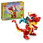 LEGO Creator 3in1 Red Dragon Toy to Fish Figure to Phoenix Bird Model, Animal Fi