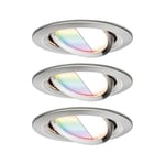 Paulmann 92965 Lampe encastrée LED Nova Plus Smart Home Zigbee, ensemble rond pivotant, 3x5,2 W, RGBW, point en fer brossé à intensité variable, aluminium et zinc 2700 K