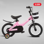 cuzona Children's bicycle boy 2-3-4-6-7 stroller 8 years old baby girl bicycle child medium and large bicycle-14 inch_[Magnesium Alloy] Princess Powder Spoke Wheel Free Riding Gift