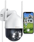 Caméra Surveillance WiFi Extérieure sans Fil,2K Caméra de Sécurité Extérieure Pan/Tilt Vue à 360°avec Vision Nocturne,Détection de Mouvement,Suivi Automatique,24/7 Enregistrement(Q717)