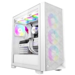 PCCOOLER C3D510 Boîtier PC, Boîtier PC Gamer Mid Tower, 3 Ventilateurs PWM ARGB 120 mm préinstallés, Panneau latéral en Verre trempé, Boîtier à Flux d'air élevé pour E-ATX/ATX/MATX/ITX, Blanc