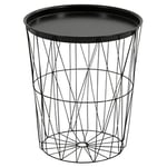 greemotion Table d'appoint Ronde, Panier en Fil Métallique avec Plateau de Service, Table à Panier de Rangement, Ø env. 40 cm, Hauteur env. 45 cm, Noir