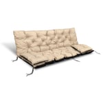 Coussin de banc de balançoire beige 120x60x50 cm + 2 coussins 42 x 42 cm