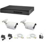 Housecurity - kit de vidéosurveillance ahd cloud dvr 4 canaux 2 caméras 5 mpx câbles