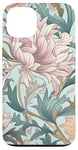 Coque pour iPhone 13 Motif floral Art nouveau rose pâle et sauge