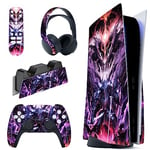 PlayVital Evil Knight Full Set Skin Decal for PS5 Console Disc Edition, Sticker Vinyl Decal Cover for PS5 Controller & Charging Station & Headset & Media Remote