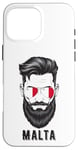 Coque pour iPhone 16 Pro Max Visage de l'homme maltais, fierté de Malte, drapeau patriotique de Malte