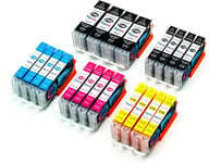 Lot de 20 cartouches d'encre de Rechange PGI-570XL CLI-571XL compatibles avec Canon TS5050 TS5055 TS6051 TS6052 MG5700 MG5750