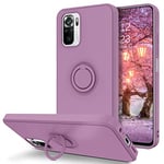 YINLAI Coque pour Xiaomi Redmi Note 10 4G/Note 10S Caoutchouc Liquide avec 360° Ring Stand Etui Redmi Note 10 Housse de Protection Silicone Antichoc Bumper Cover pour Xiaomi Note 10 - Sakura Violet