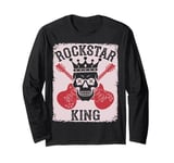 Rockstar King Skull Crown Crossed Guitars Long Sleeve T-Shirt