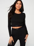 Calvin Klein Long Sleeve Crop Top - Black