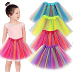 4 delar Tyllkjol Flickor Tutu Barn Prinsess Balettkjol Pettiskirt Tutu Kjol Regnbågsminikjol för Halloween Party Carnival (4st) CDQ