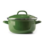 BK Indigo Cocotte Ronde Allemande Emaillée Héritage Néerlandaise avec Couvercle avec Revêtement Antiadhésif en Céramique Sans PFAS, 26 cm/5.2 Litre, Induction, Lavable au Lave-Vaisselle, Au Four, Vert