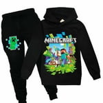 Barn Pojkar Minecraft Hoodie Träningsoverall Set Långärmade Huvtröjor H black 7-8 years (140cm)