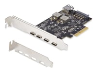 Startech.Com 5-Port Usb Pcie Card, Usb 3.2 10Gbps, Pci Express Card With 4X Usb-C Ports, 1X Usb-A Internal Port, Usb Pcie Controller Card, Windows/Macos/Linux - Usb-Adapter - Pcie 3.0 X4 - Usb-C 3.2 Gen 1 X 4 + Usb 3.2 Gen 1 X 1 - Svart