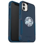 OtterBox Bundle Commuter Series Coque pour iPhone 11 avec PopSockets PopGrip Marbre Bleu