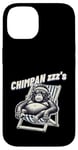 Coque pour iPhone 14 Jeu de mots drôle de singe chimpanzé « Chimpan-zzz »