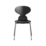 Fritz Hansen Myran 3101 stol svart, målad ask, kromat stålstativ