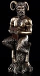 Pan figure with pan flute - Satyr decoration statue bronzed mystical Greek