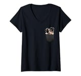 Womens Miniature American Shepherd Puppy Dog In Pocket Cute Pet V-Neck T-Shirt