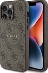 Guess Guess Guhmp14lg4gfrw Iphone 14 Pro 6.1" Brązowy/Brown Hardcase 4G Collection Leather Metal Logo Magsafe