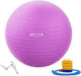 BalanceFrom Ballon d'exercice Anti-éclatement et antidérapant pour Yoga, Fitness, Accouchement avec Pompe Rapide, capacité de 900 kg (58-65 cm, L, Violet)