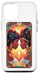 Coque pour iPhone 12/12 Pro Gemini Zodiac Tarot Carte Noir Reine Mélanine Noir Femme