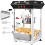 VEVOR Machine à Pop Corn 850 W, Appareil à Pop-corn de Comptoir Électrique, Bol de 227 g pour 48 Tasses par Lot, en Verre Trempé, avec 4 Cuillères, Style cinéma, Facile à Nettoyer, Fête Magasin, Noir