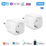 Aubess Smart Socket EU 16A AC100-240V Wifi Smart Plug Power Monitor,Alexa Google Home Voice Control Support Tuya Smart Life Andrea - Type 2pcs 16A