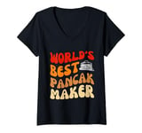 Womens World's Best Pancake Maker Funny Pancake Maker V-Neck T-Shirt