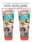 Dirty Works Coconut Body Wash with nourishing coconut oil for soft skin 2 X200ml